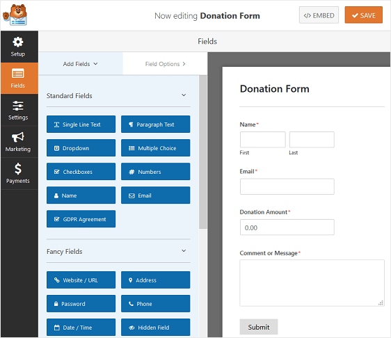 set up donation form for recurring payment on wordpress.