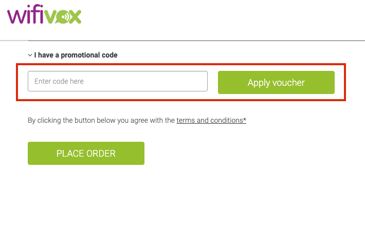 Wifivox check out page