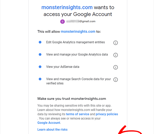 monsterinisghts google authentication