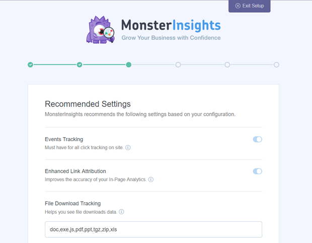 monsterinsights setup for wordpress