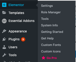 Elementor plugin location in wordpress