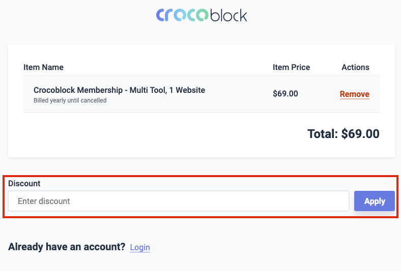 crocoblock check out page