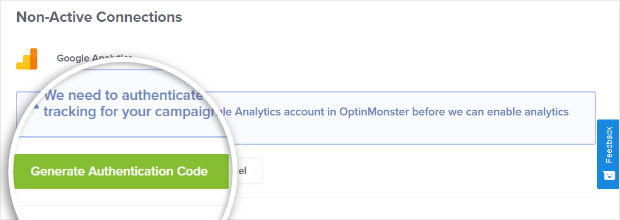 google analytics authentication on optinmonster