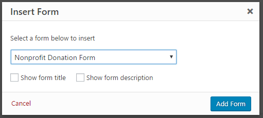 non profit donation form on wp forms