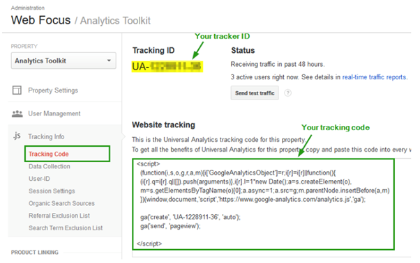 tracking ID from Google analytics