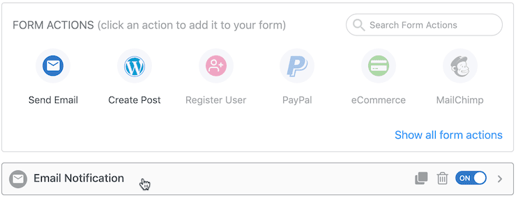 formidable forms notification settings