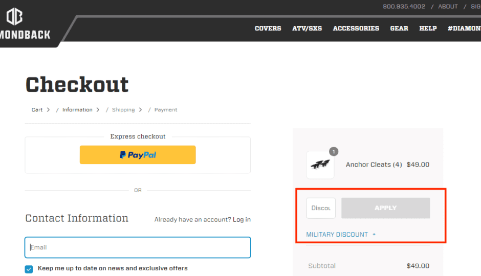 diamondback military discount