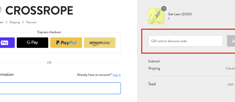 crossrope checkout page