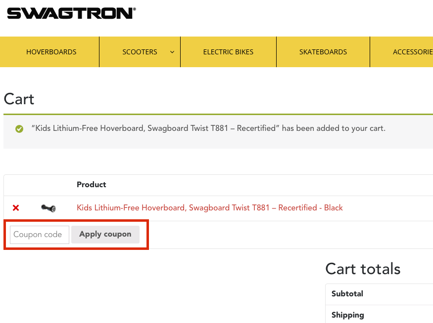 swagtron checkout page