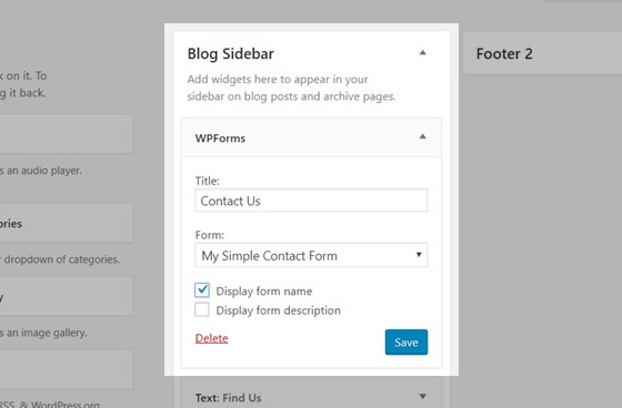 add contact form to sidebar