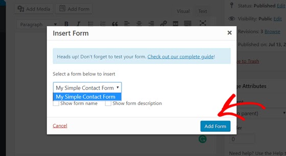 choose simple contact form in wordpress