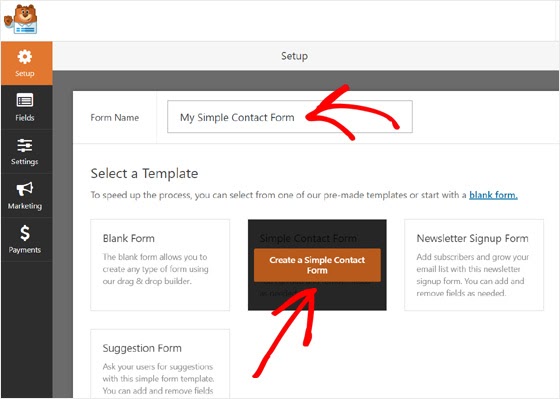 create simple contact forms in wordpress