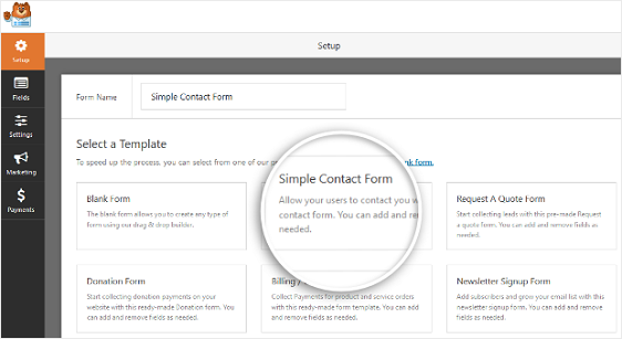 install simple contact forms in wordpress