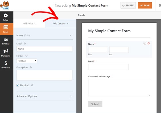 wpforms field options