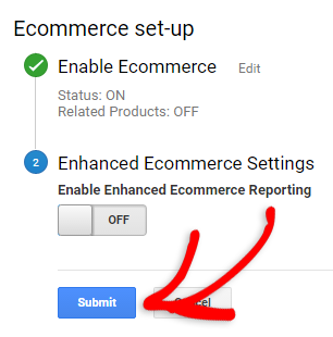 enable ecommerce setting in google analytics