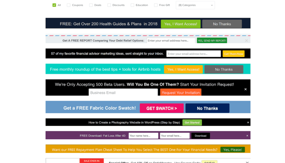 optinmonster announcement and notification bars