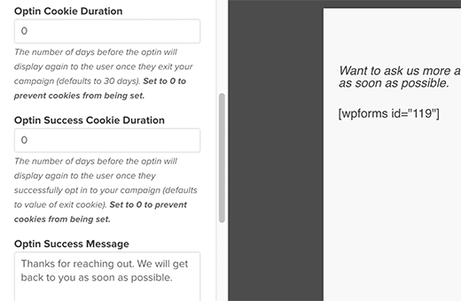 set optin cookie duration