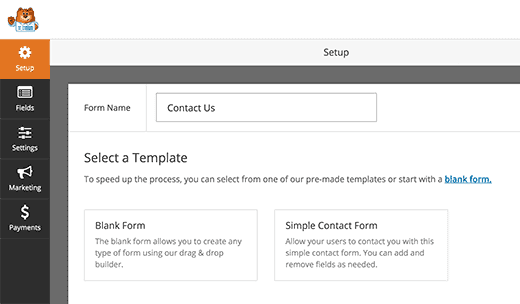 types of form templates in wpforms