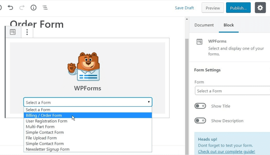 types of forms by wpforms