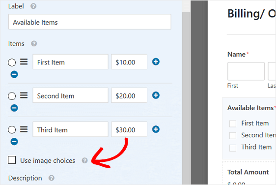 typical order form in wordpress by wpforms