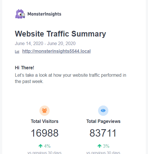 website traffic summary by monsterinsights