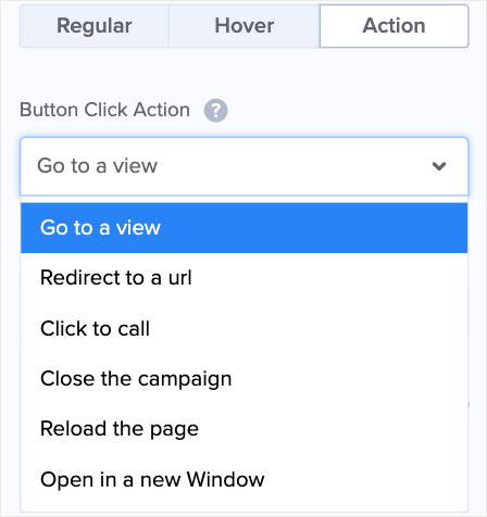 choose post click action of the multi step popups button