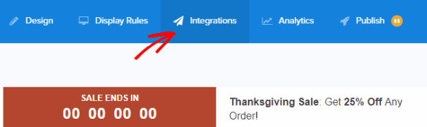 how to integrate optinmonster countdown timer popup with email provider