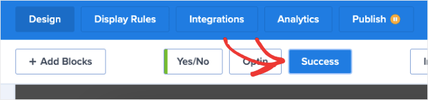 success page to automate post submission messages