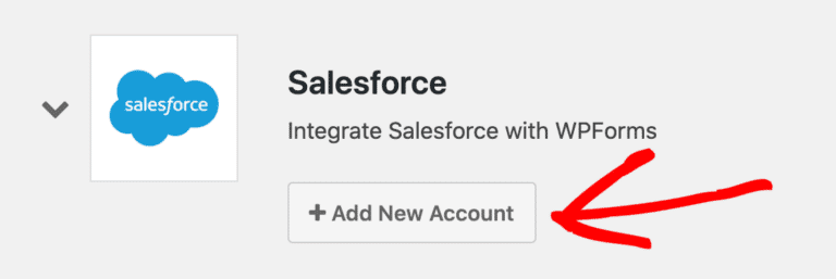 add new wpforms account in salesforce plugin for wordpress