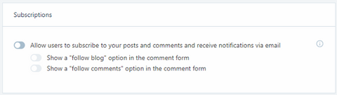 discussions tab in jetpack to manage subscription, comments and shares on the blog