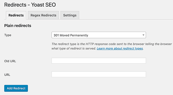 set up 301 and 404 redirect with yoast plugin