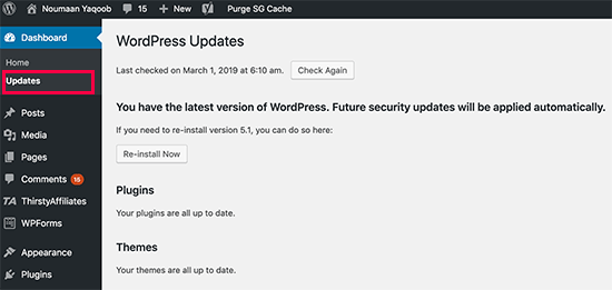 wordpress update for security