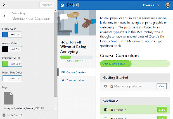 memberpress classroom mode