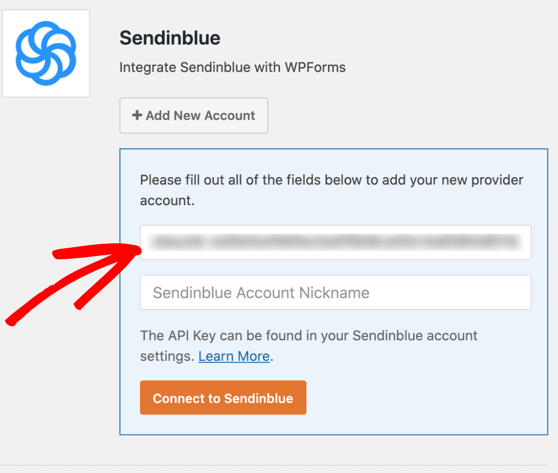 connect wpforms and sendinblue with api key