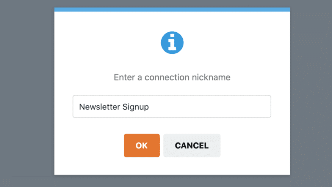 enter connection nickname in sendinblue