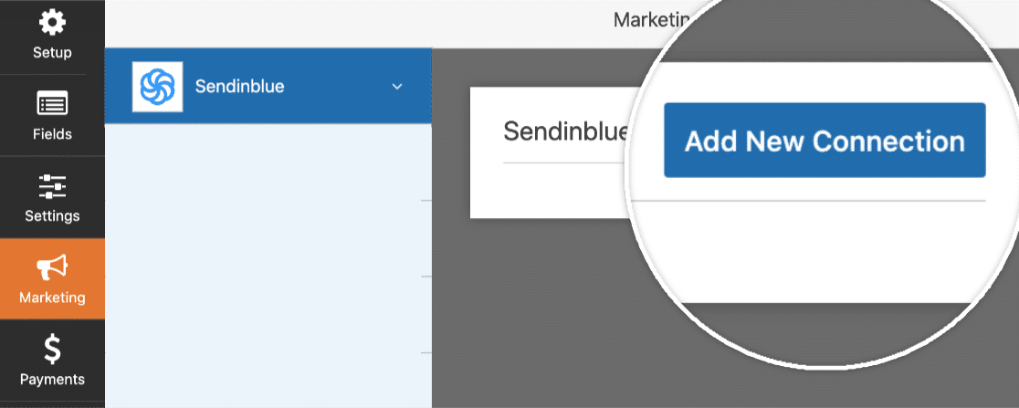 new email connection on sendinblue