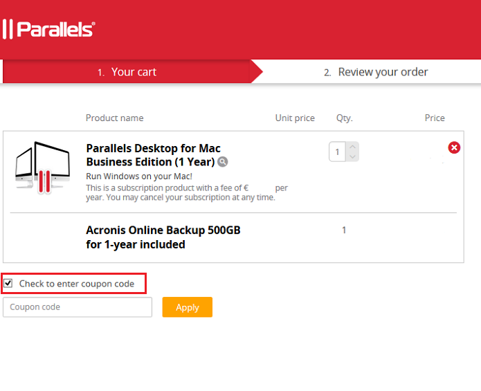 parallels upgrade coupon