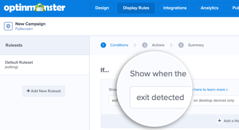 set up exit intent popup trigger