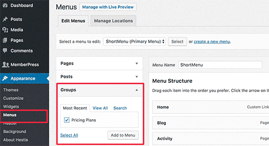 user login set up for memberpress