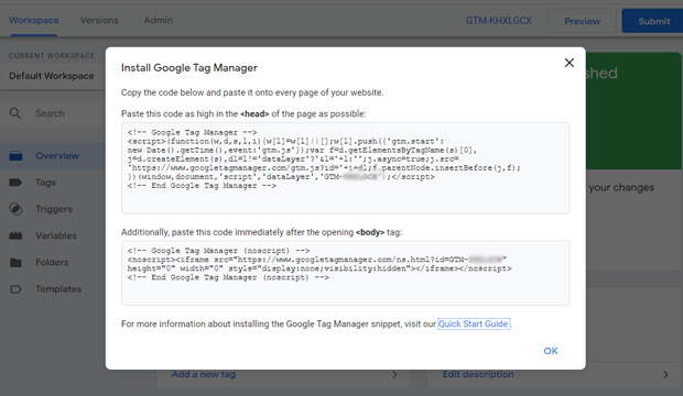 install google tag manager with code to install gtag js on WordPress