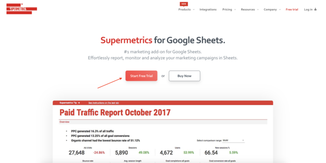 download supermetrics tool for google sheet