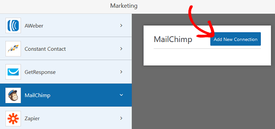 add new mailchimp third party connection