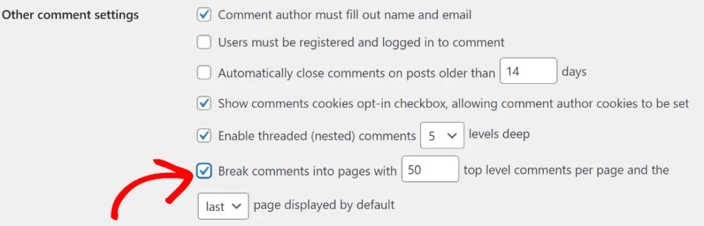 divide comment sections into pages to improve worpdress sites core web vitals