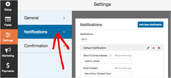 Configure your Notifications & Confirmations of wpforms and mailchimp integration