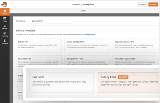 wpforms has introduced new form templates with their survey and polls plugin