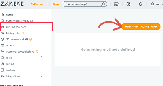 set print method with woocommerce product builder