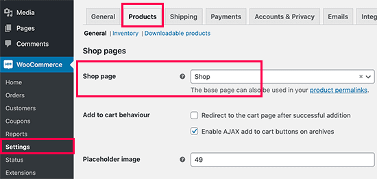 add cart page on wodpress woocommerce