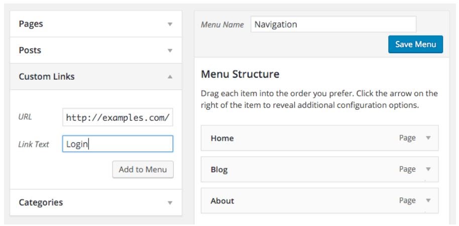 add link to wordpress menu