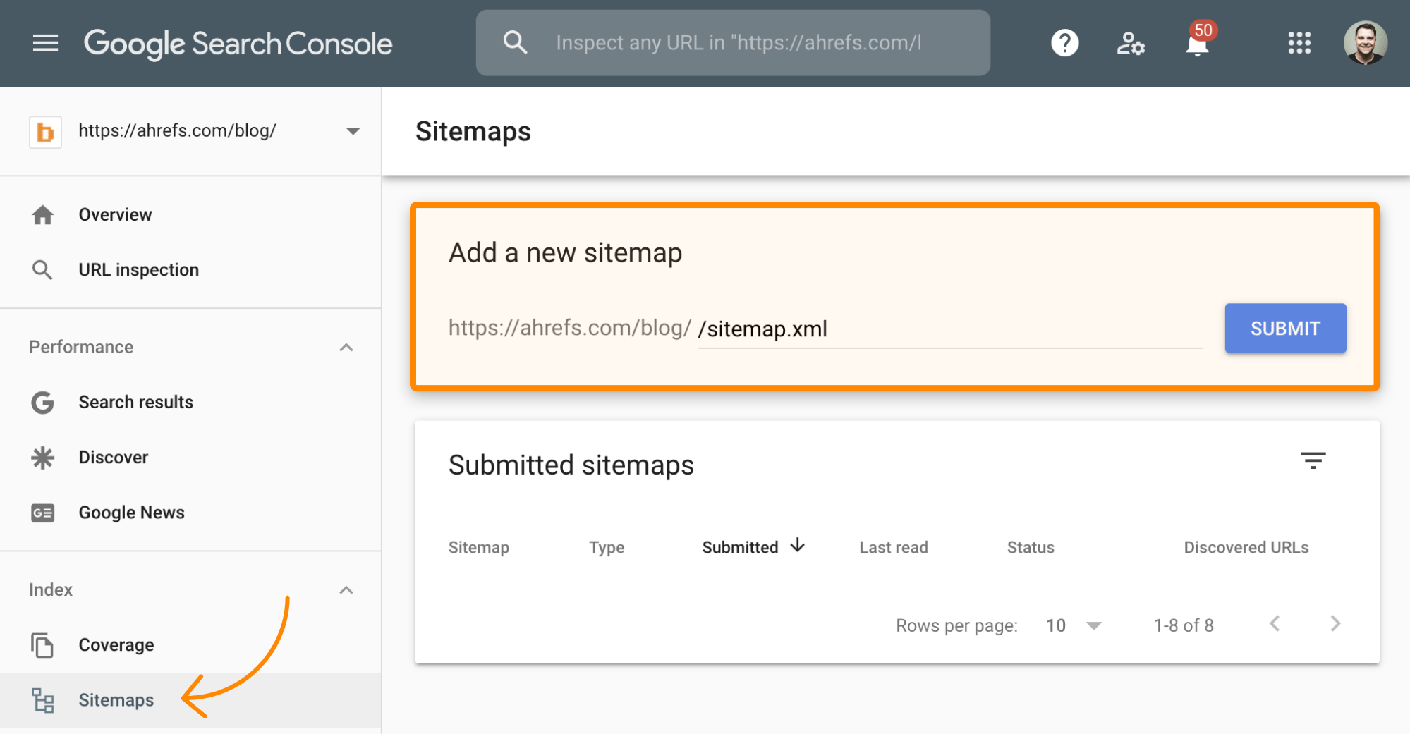 how to submit a new sitemap through google search console