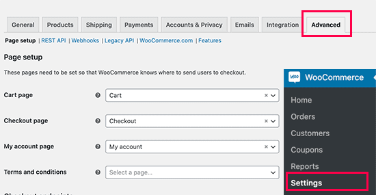 advanced woocommerce settings in wordpress